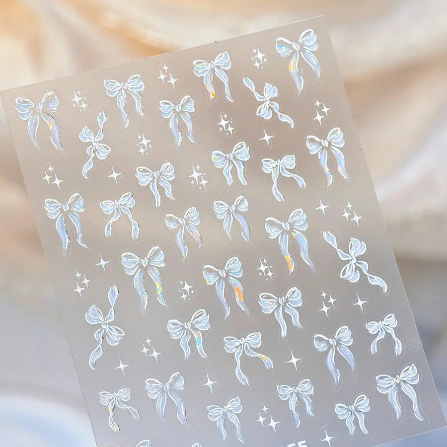 5D Bowknot Silk Ribbon Self-Adhesive Nail Art Stickers & Decals Nail Art Stickers QXL