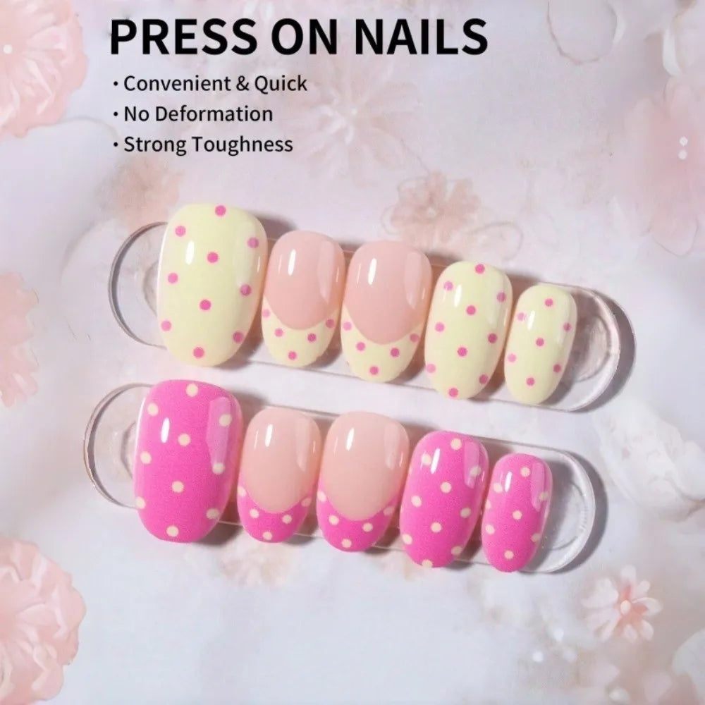 24-Pc 3D Pearl Flower Press-On Nails | Full Cover Gel Tips Press-On Nail Tips QXL