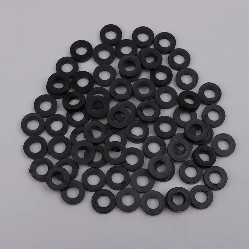 100-Pack Nylon Flat Washers for Drum Lug Screws | Black & White Drum Repair Parts QXL Black