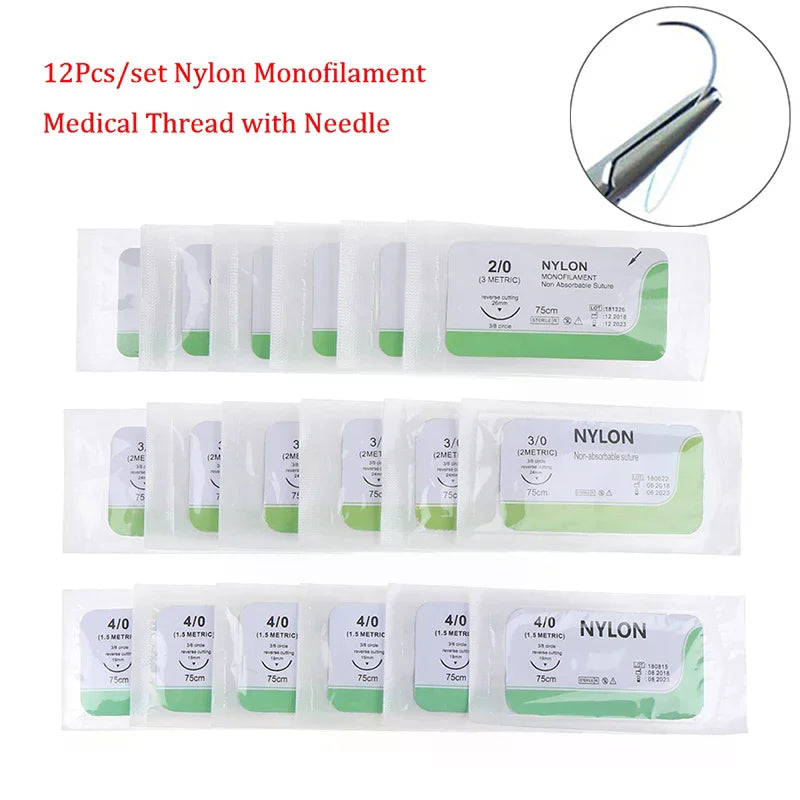 12-Pack Nylon Suture Practice Kit | Sizes 2.0, 3.0 & 4.0 Suture Practice Kit QXL