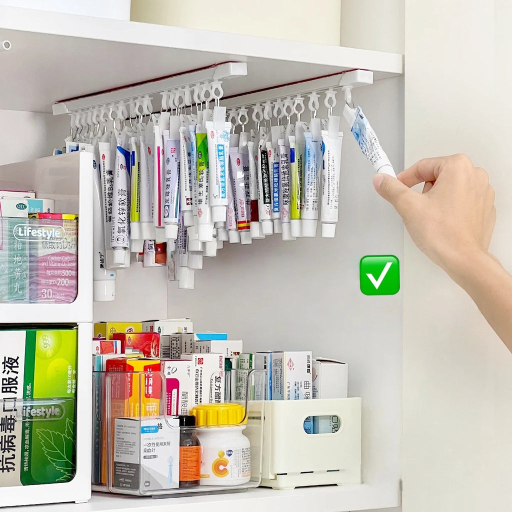 20-Clip Hanging Slide Rail Storage Rack | Door Cabinet Organizer Hanging Storage Rack QXL