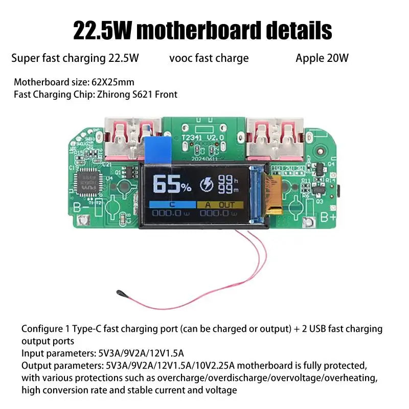 22.5W Bidirectional Buck Converter Module | Type-C Fast Charger Buck Converter Module QXL