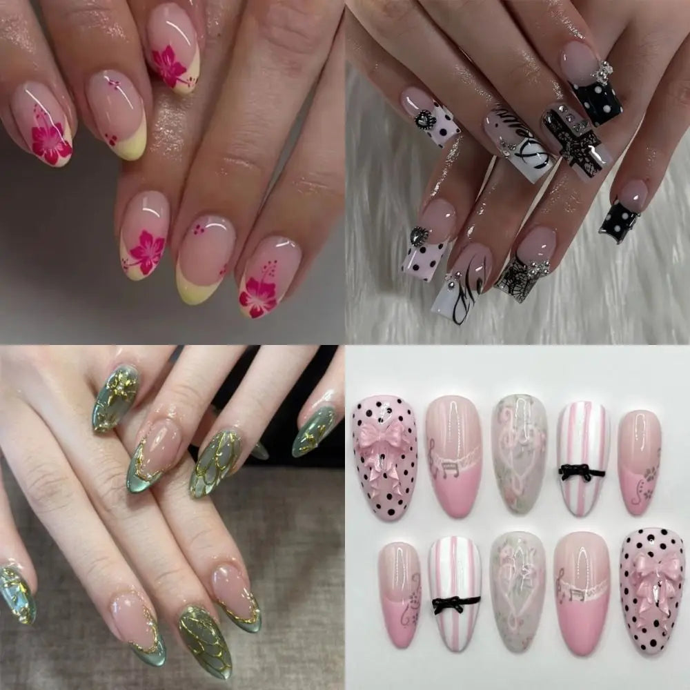 24-Pack Pink Cross Press-On Nails | Y2K Full Cover Tips Press-On Nail Tips QXL