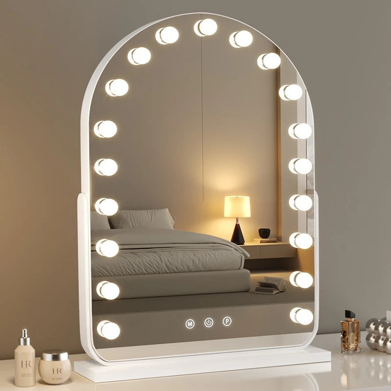 Large LED Desktop Makeup Mirror with Bulbs | Rotatable LED Makeup Mirror QXL