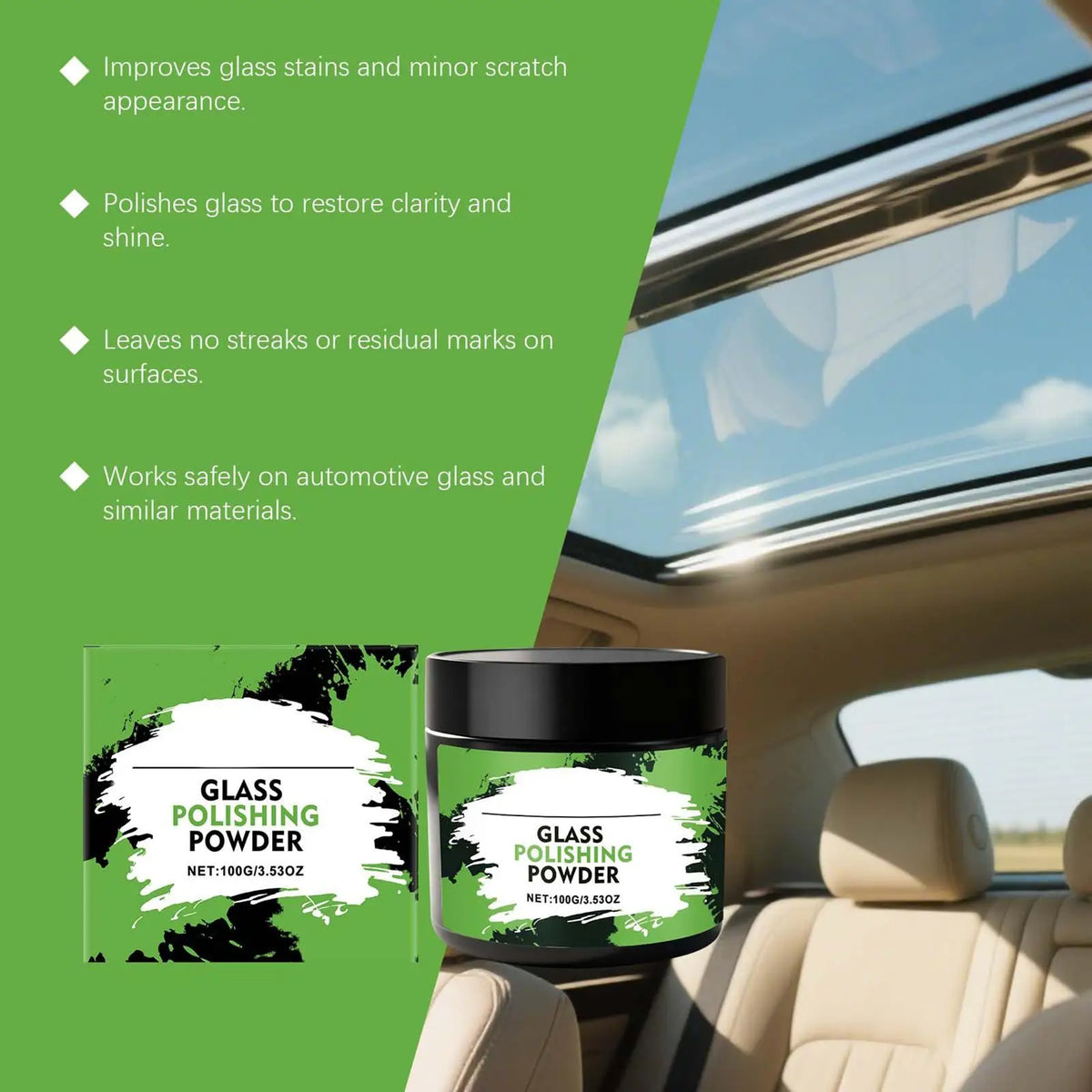 Glass Polishing Powder – Windshield Scratch & Clarity Restorer Glass Polishing Powder QXL