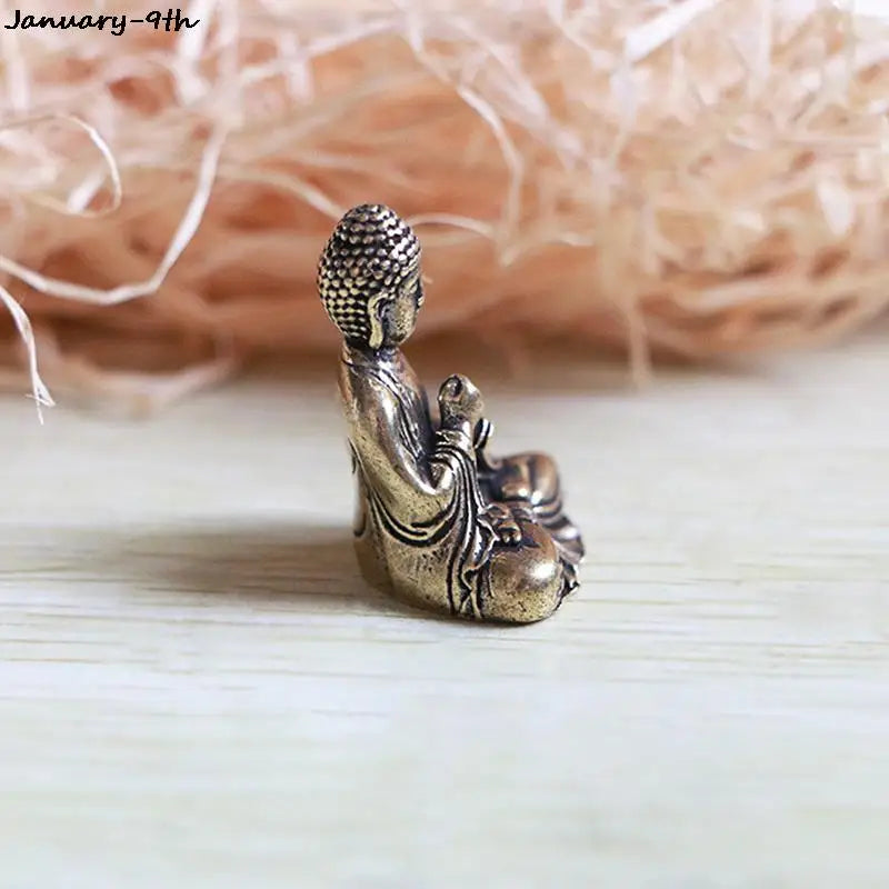 Miniature Copper Buddha Figurine | Feng Shui Home & Car Decor Buddha Figurine QXL