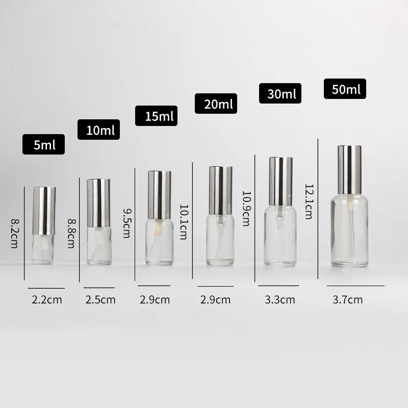 Clear Glass Refillable Atomizer Spray Bottle | 5ml–100ml Glass Atomizer Bottle QXL