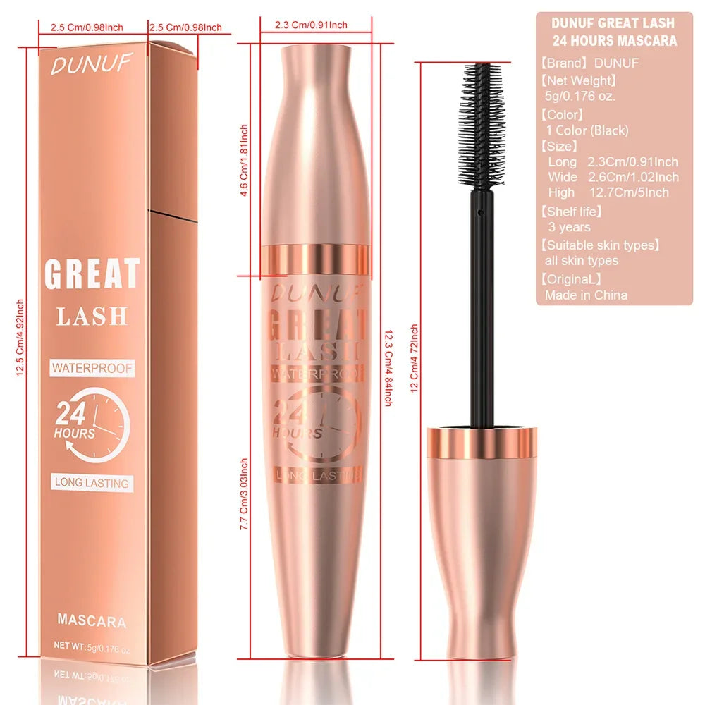 DUNUF 24H Waterproof Mascara | Volumizing & Lengthening Waterproof Mascara QXL