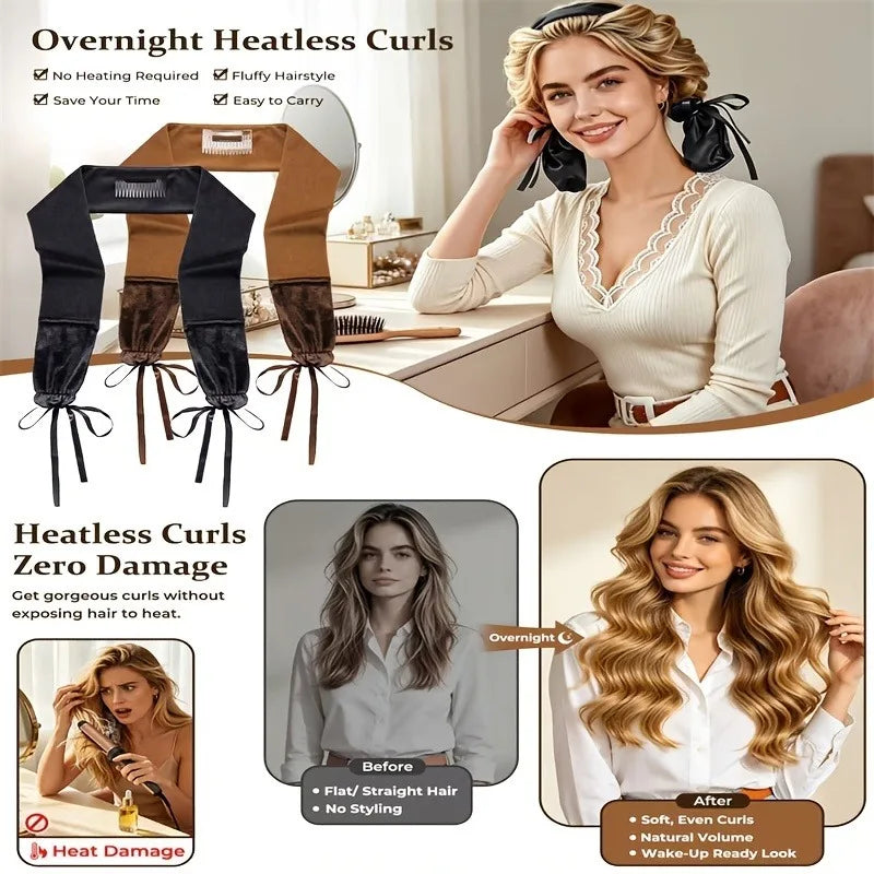 Heatless Curling Wand with Comb | Foam Roller All Hair Types Heatless Hair Curler QXL
