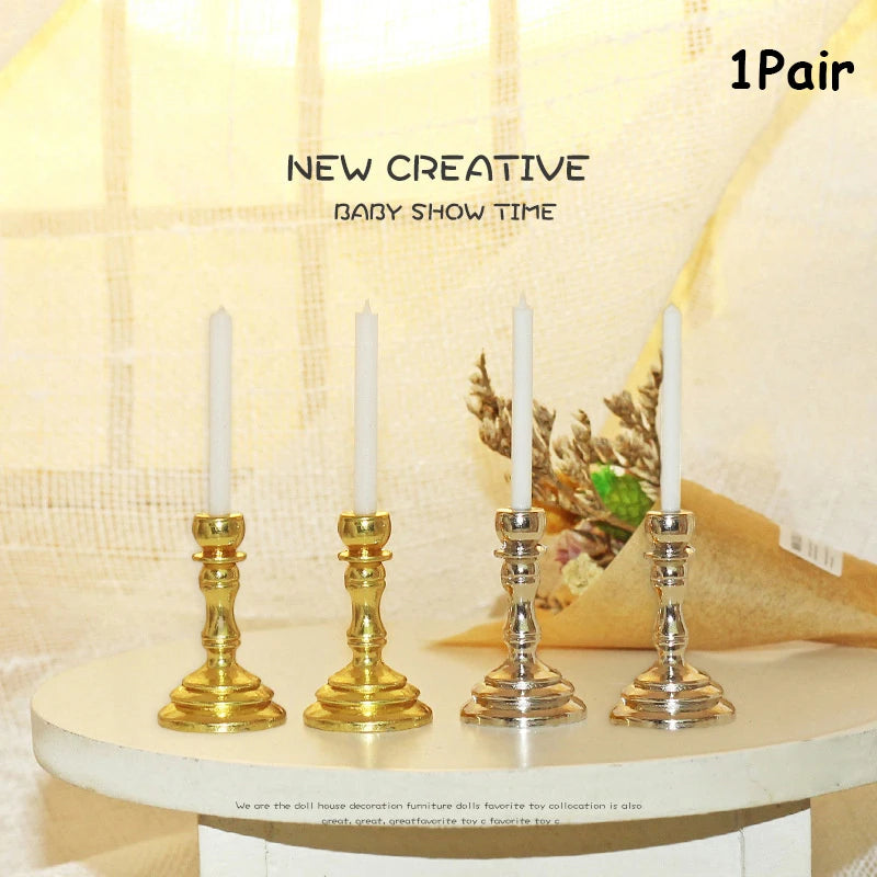 1:12 Dollhouse Miniature Candle Holders – Candelabra Pair Dollhouse Miniature QXL