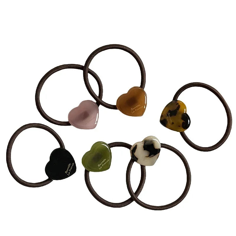 Acetate Jelly Heart Hair Tie | French Style Ponytail Holder Hair Tie QXL