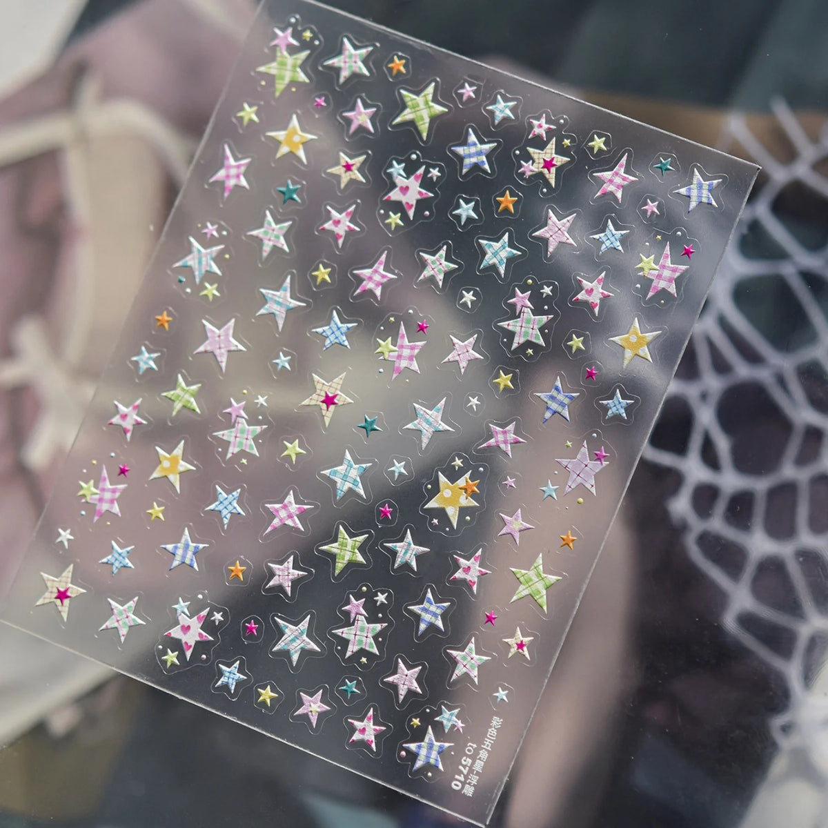5D Embossed Nail Art Stickers | Plaid Star Vintage Decals Nail Art Stickers QXL