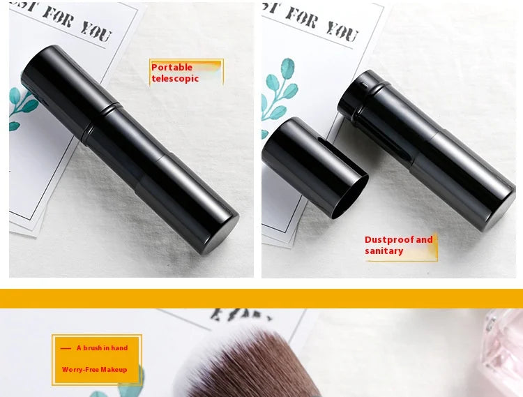 Retractable Powder & Blush Brush – Soft Portable Makeup Tool Powder Blush Brush QXL