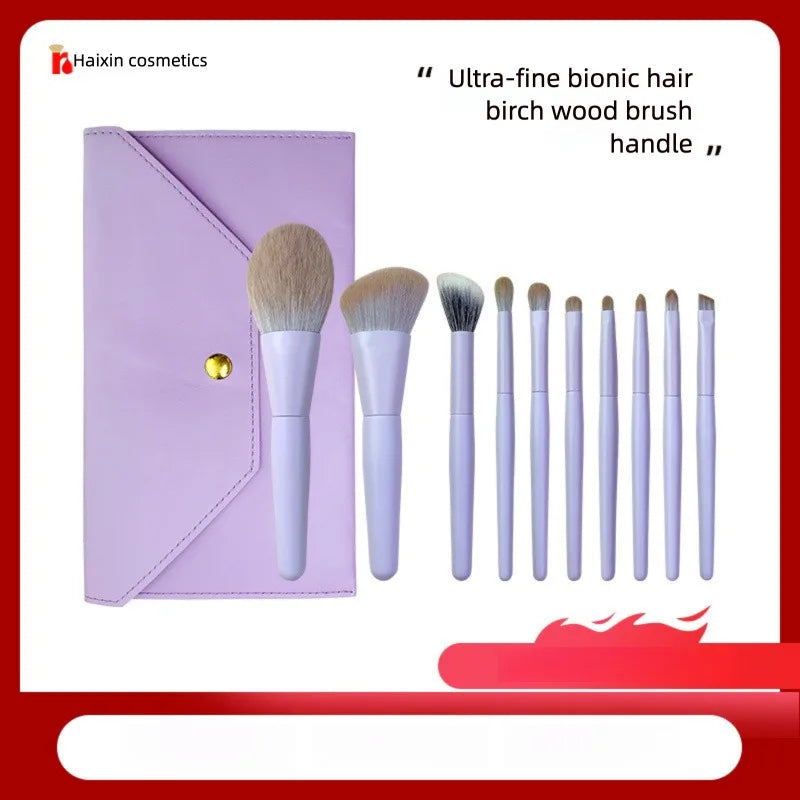 10-Piece Portable Mini Makeup Brush Set | Powder & Eyeshadow Makeup Brush Set QXL