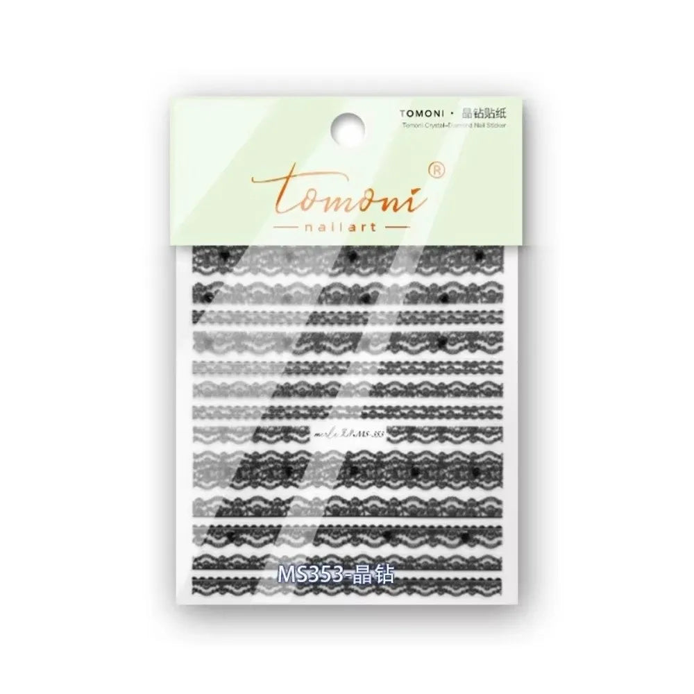 5D Relief Nail Art Stickers – Bow Lace Lattice Stripe Designs Nail Art Stickers QXL