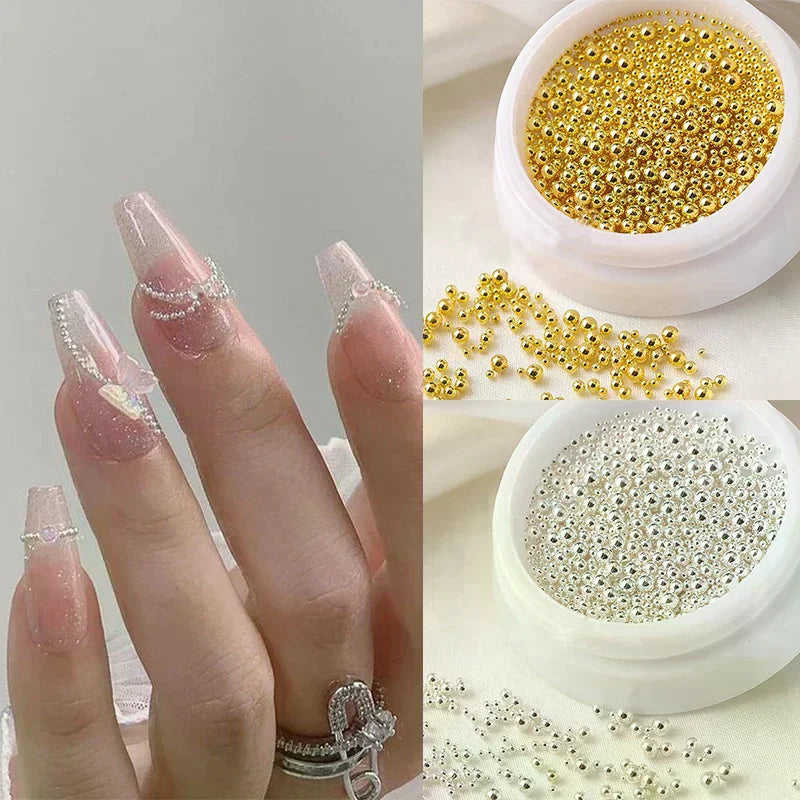 Mini Metal Caviar Nail Beads 0.4–1.5mm | DIY Nail Art Nail Art Beads QXL