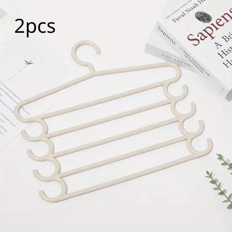 5-Layer Plastic Pants Hanger | Space-Saving Closet Organizer Clothing Hanger QXL beige