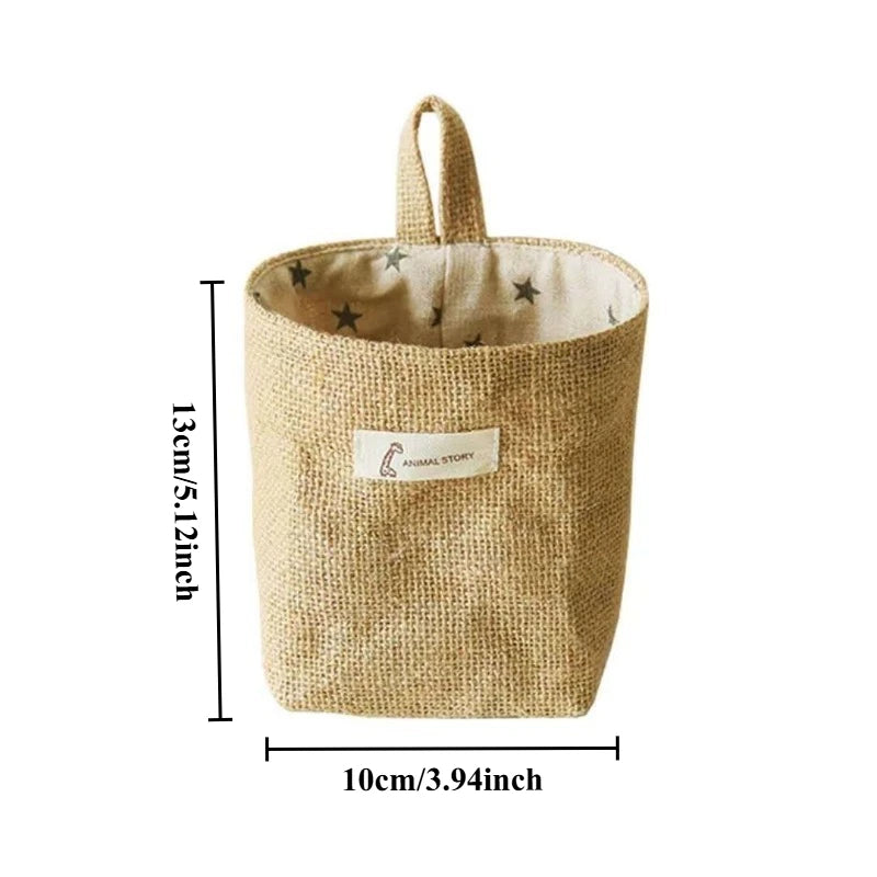 Cotton-Linen Wall-Mounted Hanging Storage Organizer Bag Hanging Storage Organizer QXL