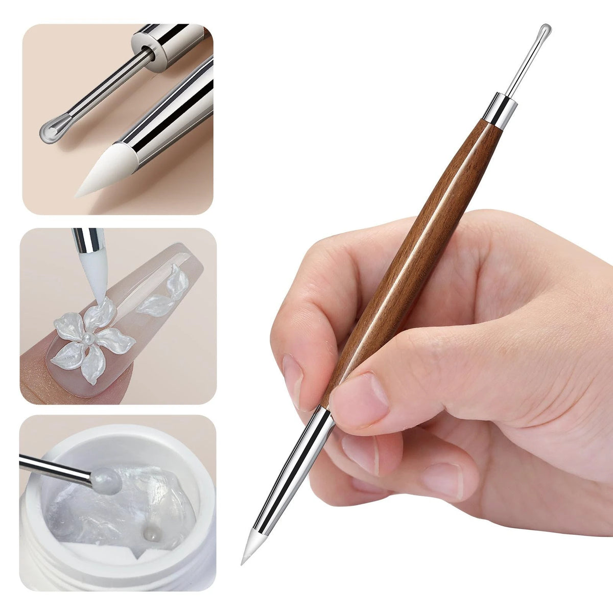 Double-Ended Silicone Poly Gel Nail Art Pen | Carving Spatula Nail Art Pen QXL