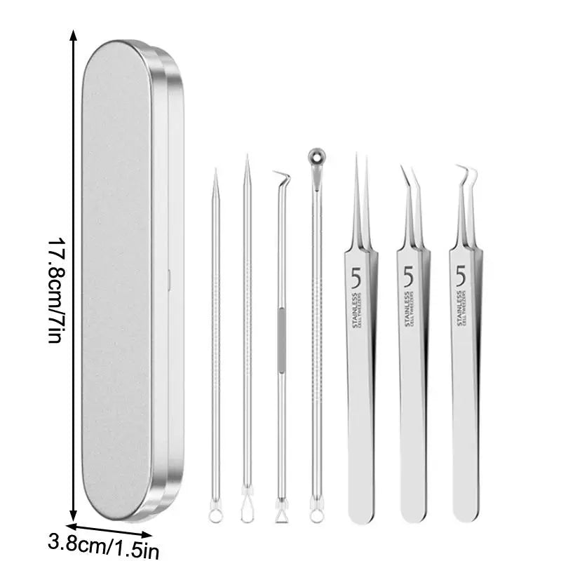 BIOAOUA 7/8-Pc Blackhead Extraction Tool Kit – Stainless Steel Blackhead Extraction Kit QXL