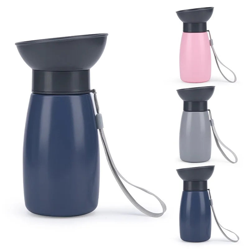 600mL Portable Dog Water Bottle | One-Hand Squeeze Rigid Bowl Pet Travel Water Bottle QXL