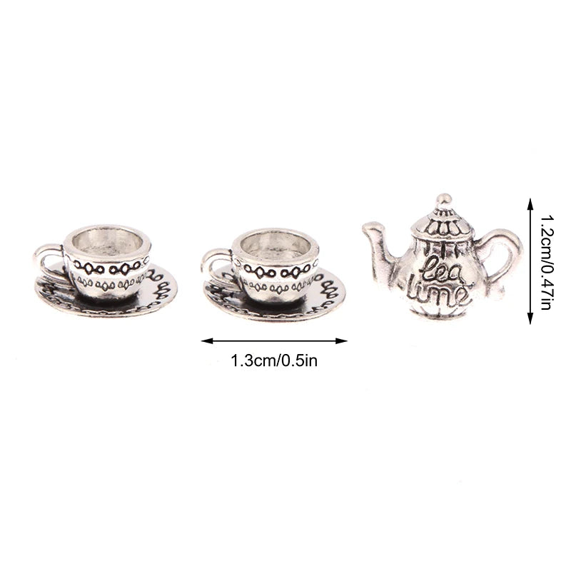 1:12 Dollhouse Miniature Metal Tea Set – Teapot Cup & Saucer Dollhouse Miniature Set QXL