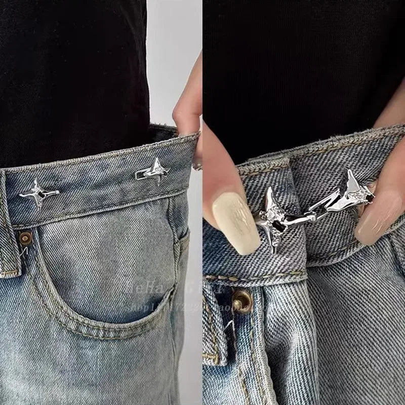 Adjustable Star Waist Buckle for Jeans | Metal Belt Tightener Waist Belt Buckle QXL