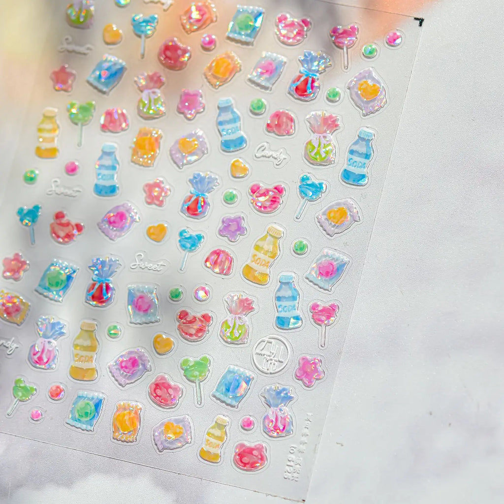 5D Dachshund Cartoon Nail Stickers | Self-Adhesive Nail Decals Nail Art Stickers QXL