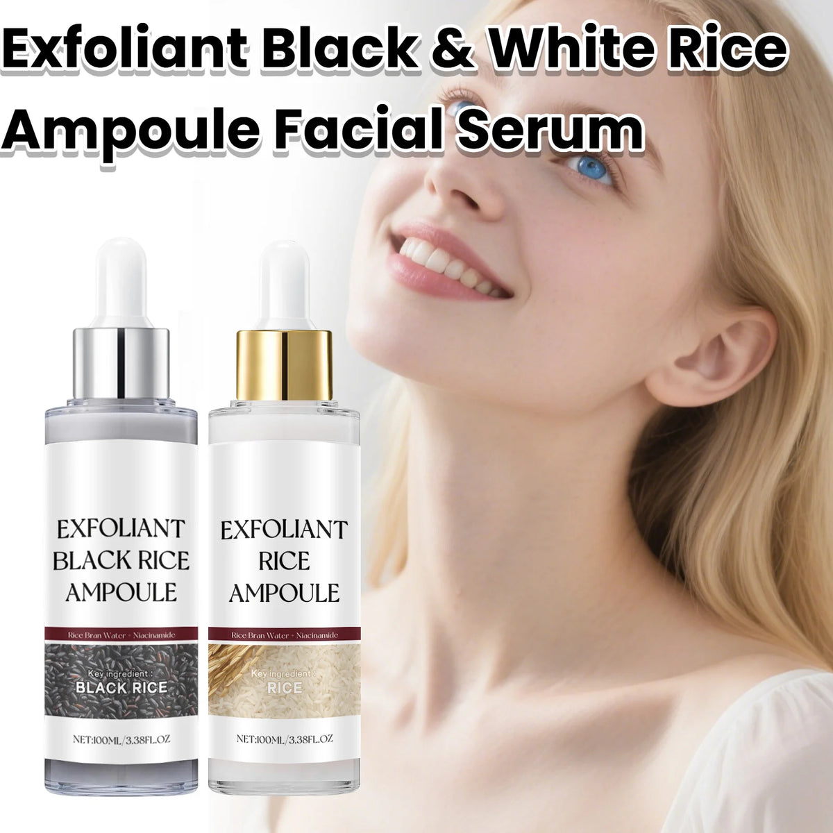 Korean Black & White Rice Exfoliating Brightening Face Serum Exfoliating Face Serum QXL