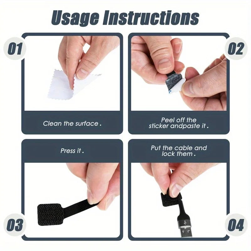 Reusable Self-Adhesive Cable Ties & Cord Organizer Straps Cable Organizer Straps QXL