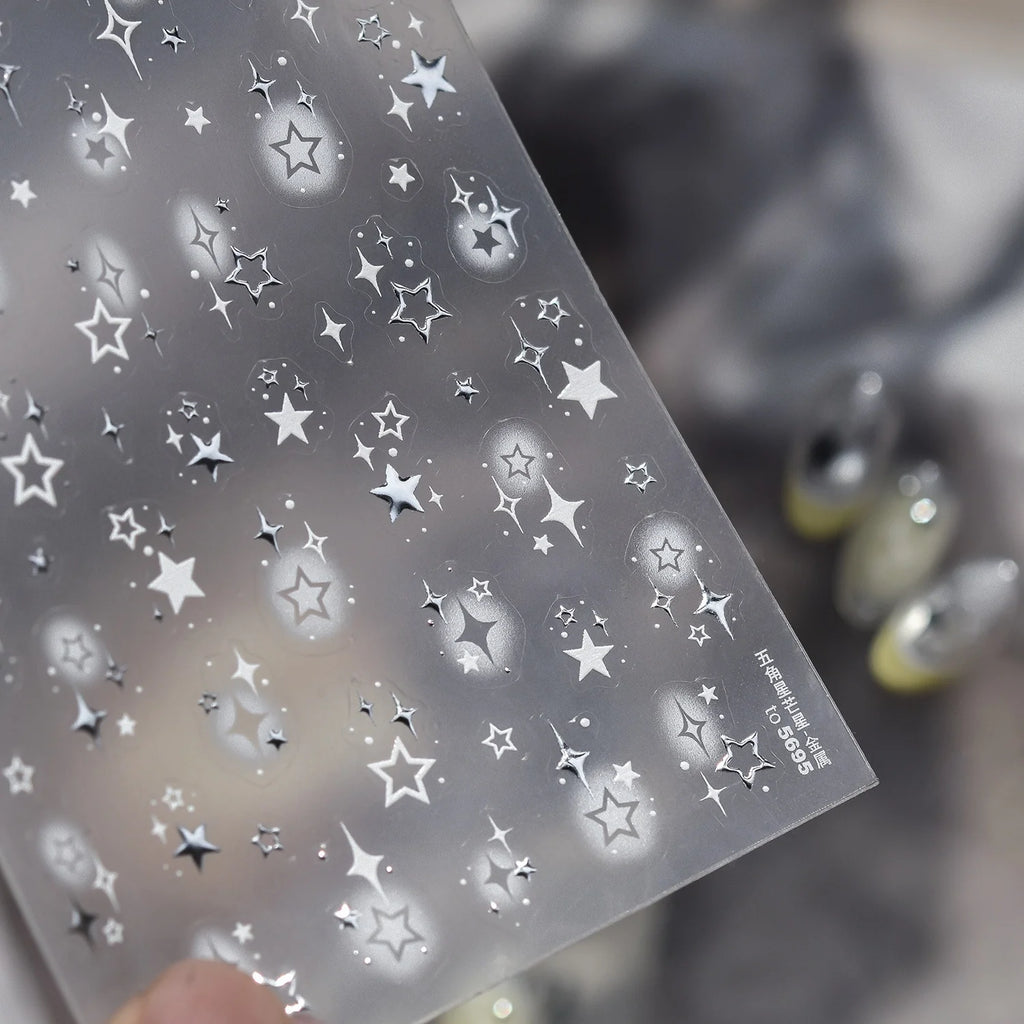 5D Embossed Star Nail Art Stickers – Self-Adhesive Decals Nail Art Stickers QXL
