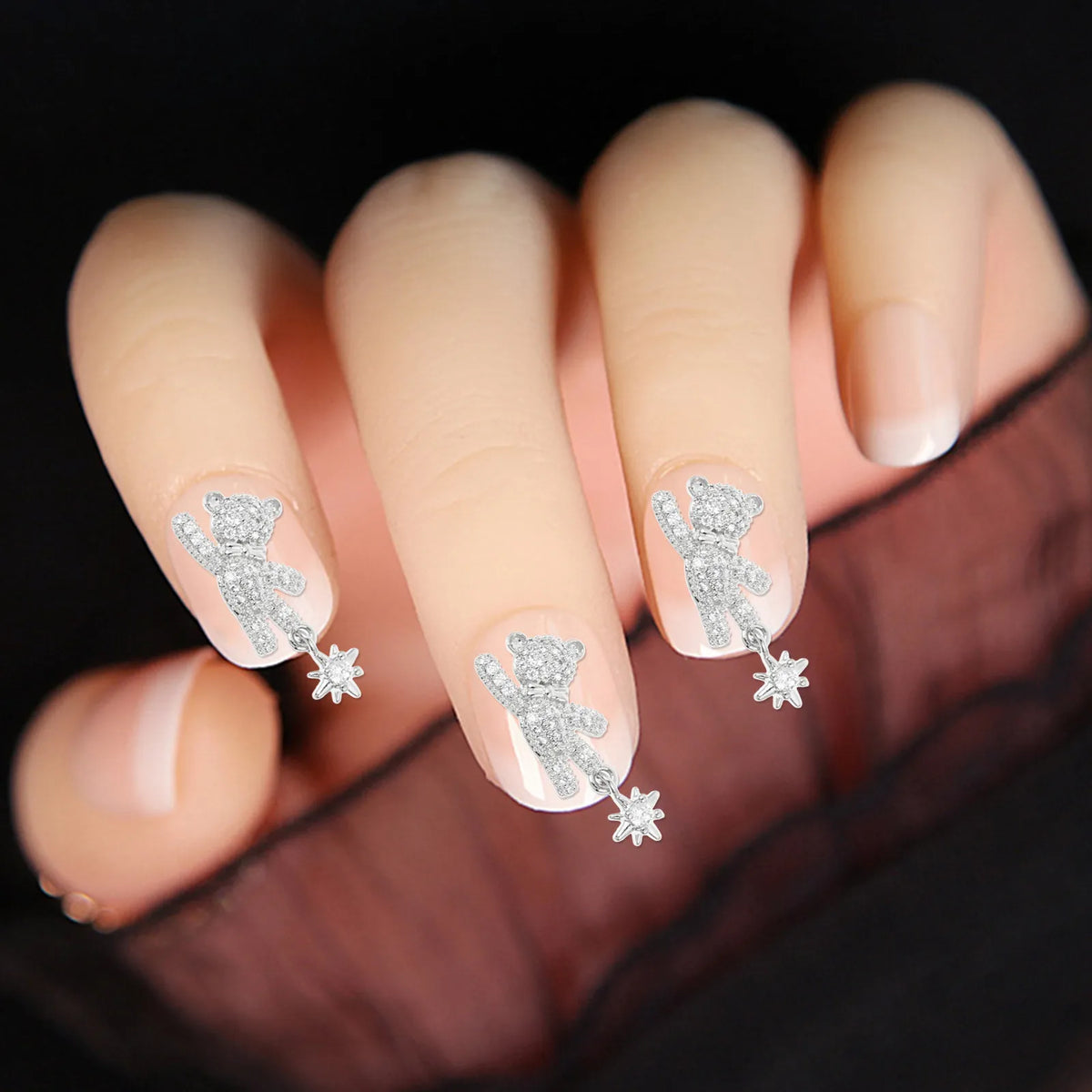 5-Pack Bear Nail Art Studs | Kawaii Zircon Bowknot Charms Nail Art Charms QXL