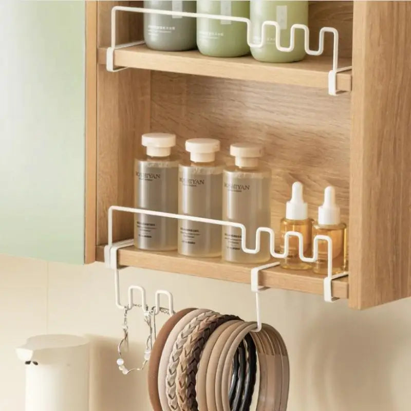 Over-Cabinet Hanging Storage Rack | No-Drill Bathroom Organizer Cabinet Hanging Organizer QXL