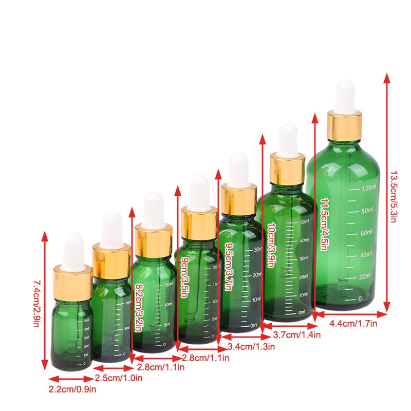 Green Glass Dropper Bottles 5ml–100ml | Graduated Refillable Glass Dropper Bottle QXL