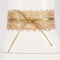 Vintage Boho Lace Bow Wide Waist Belt | Scalloped Sash Wide Waist Belt QXL A8