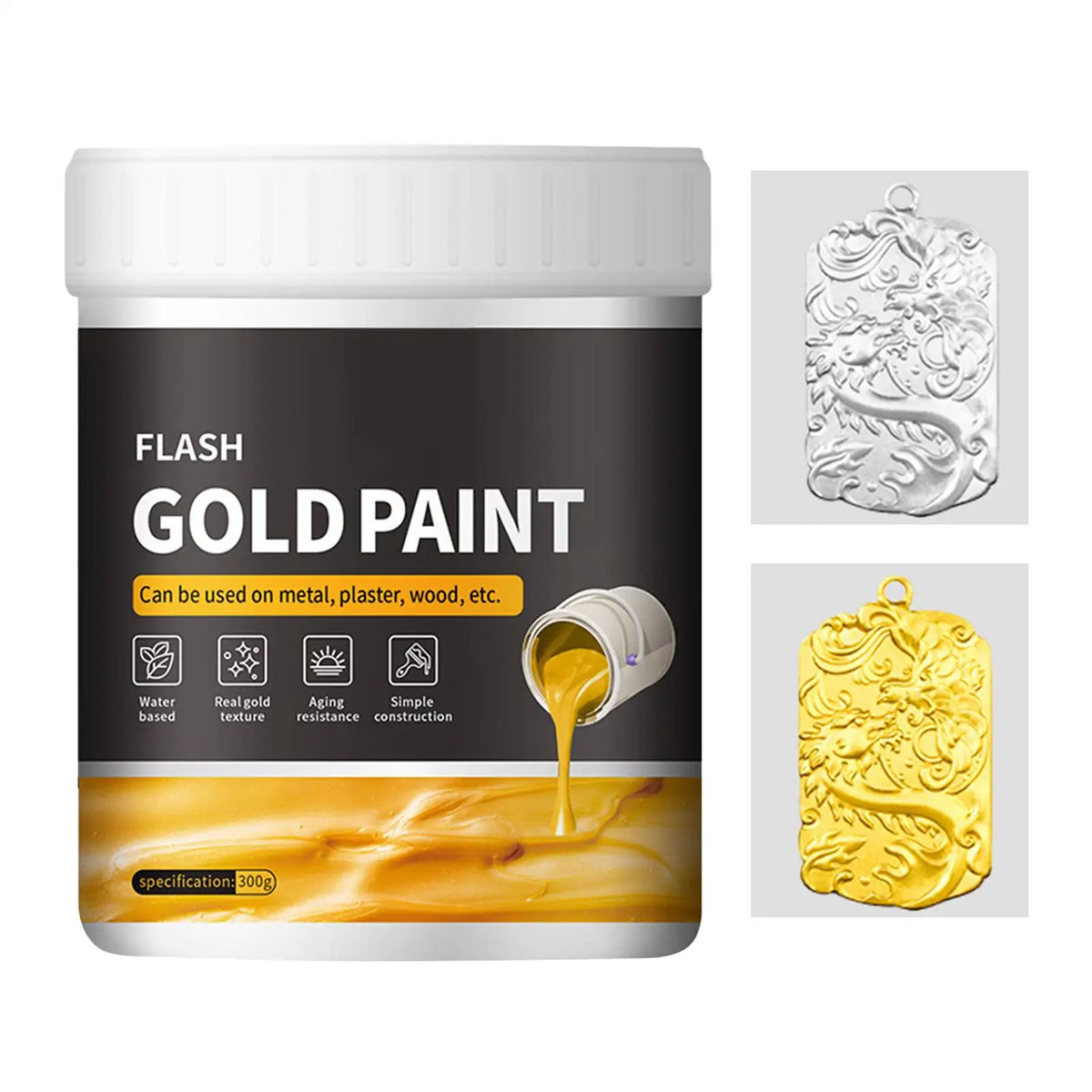 300g Liquid Gilding Gold Paint | Quick-Dry Wood, Metal & Plaster Liquid Gilding Paint QXL
