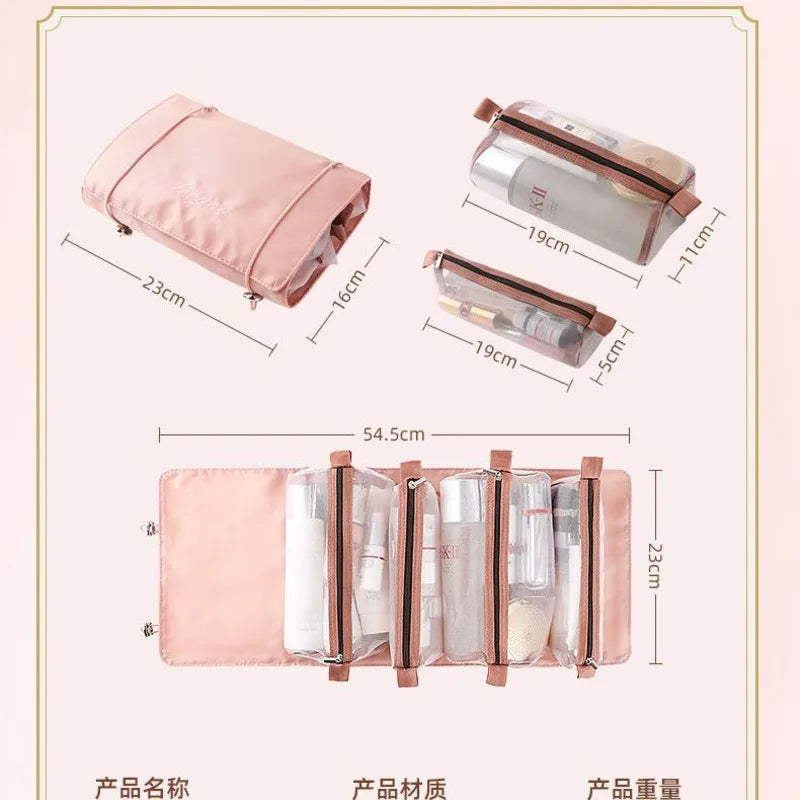 Large-Capacity Travel Makeup Bag with Pencil Storage Travel Makeup Bag QXL
