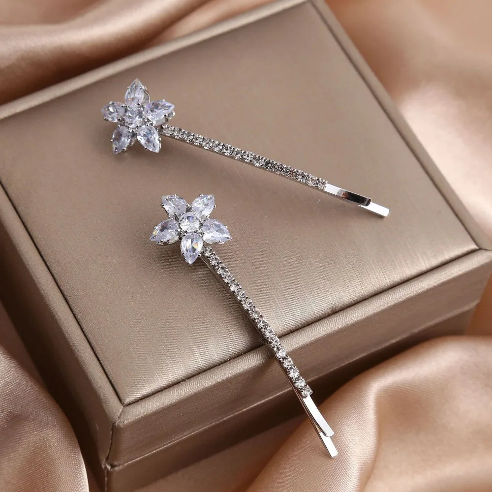 Floral Rhinestone Metal Hair Clips for Women – 2-Pack Rhinestone Hair Clips QXL
