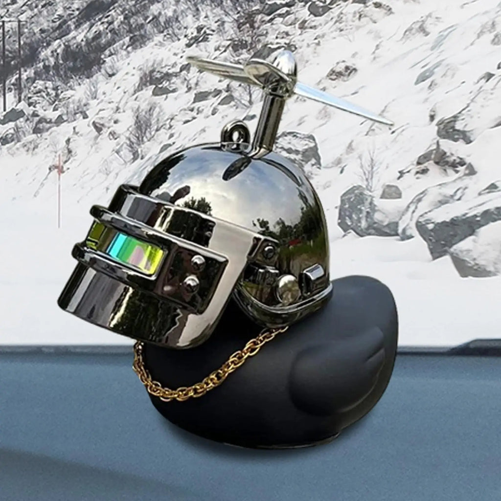 Rubber Duck Dashboard Ornament | Spinning Propeller Helmet & Glasses Car Dashboard Ornament QXL