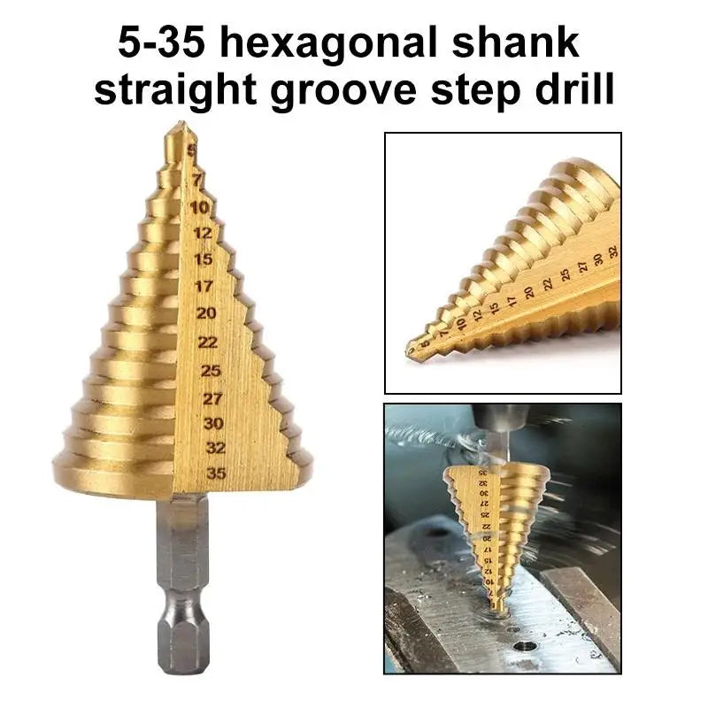 Titanium Step Drill Bit Hexagonal Pagoda Reamer – Metal & Wood Step Drill Bit QXL