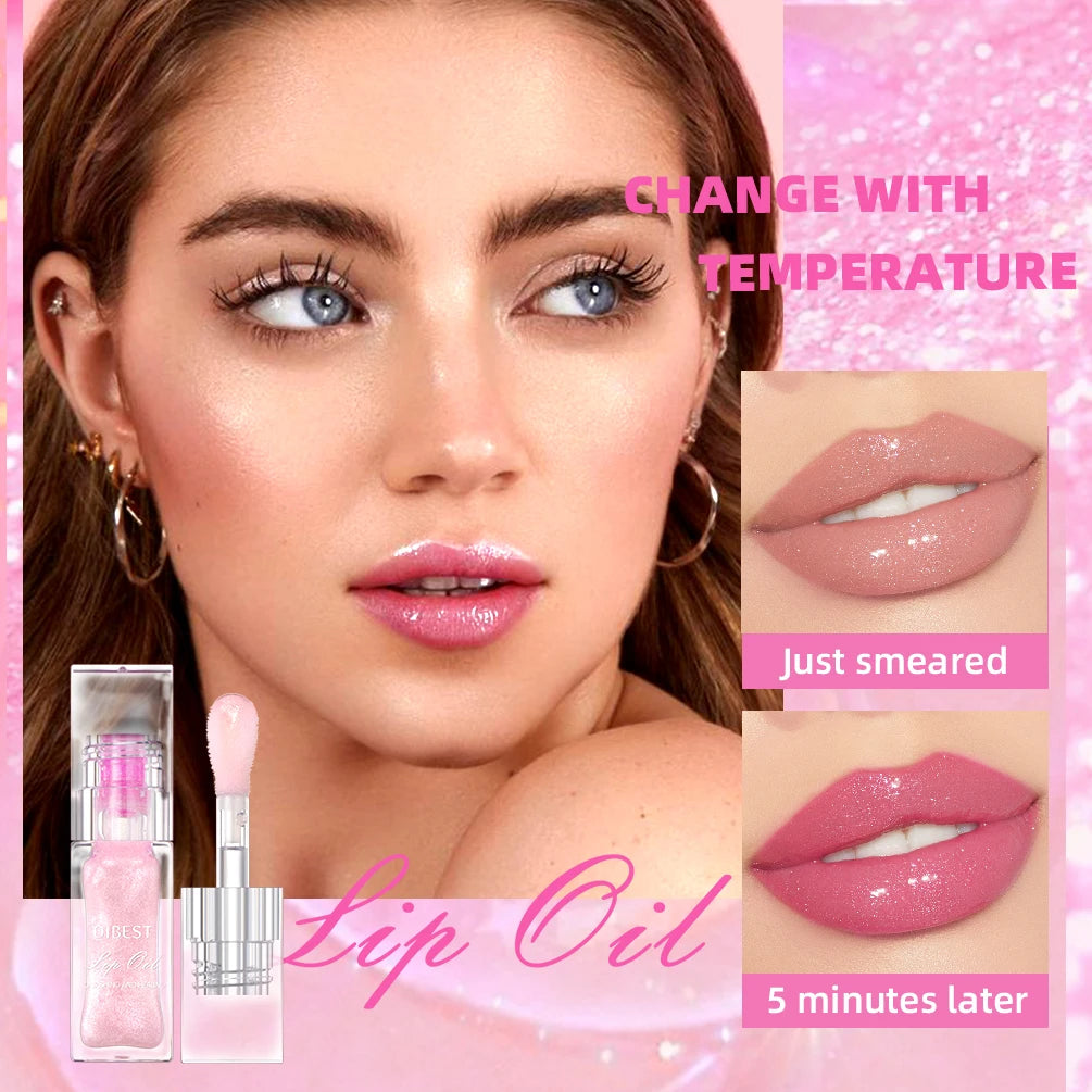 QiBest Color-Changing Lip Oil Gloss | Pearlescent Moisturizing Lip Oil Gloss QXL