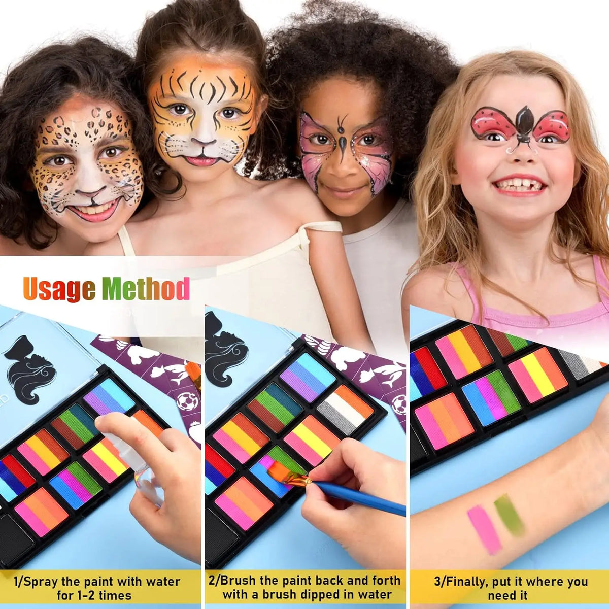 VERONNI 10-Color Face & Body Paint Kit | Halloween Cosplay Face & Body Paint Kit QXL