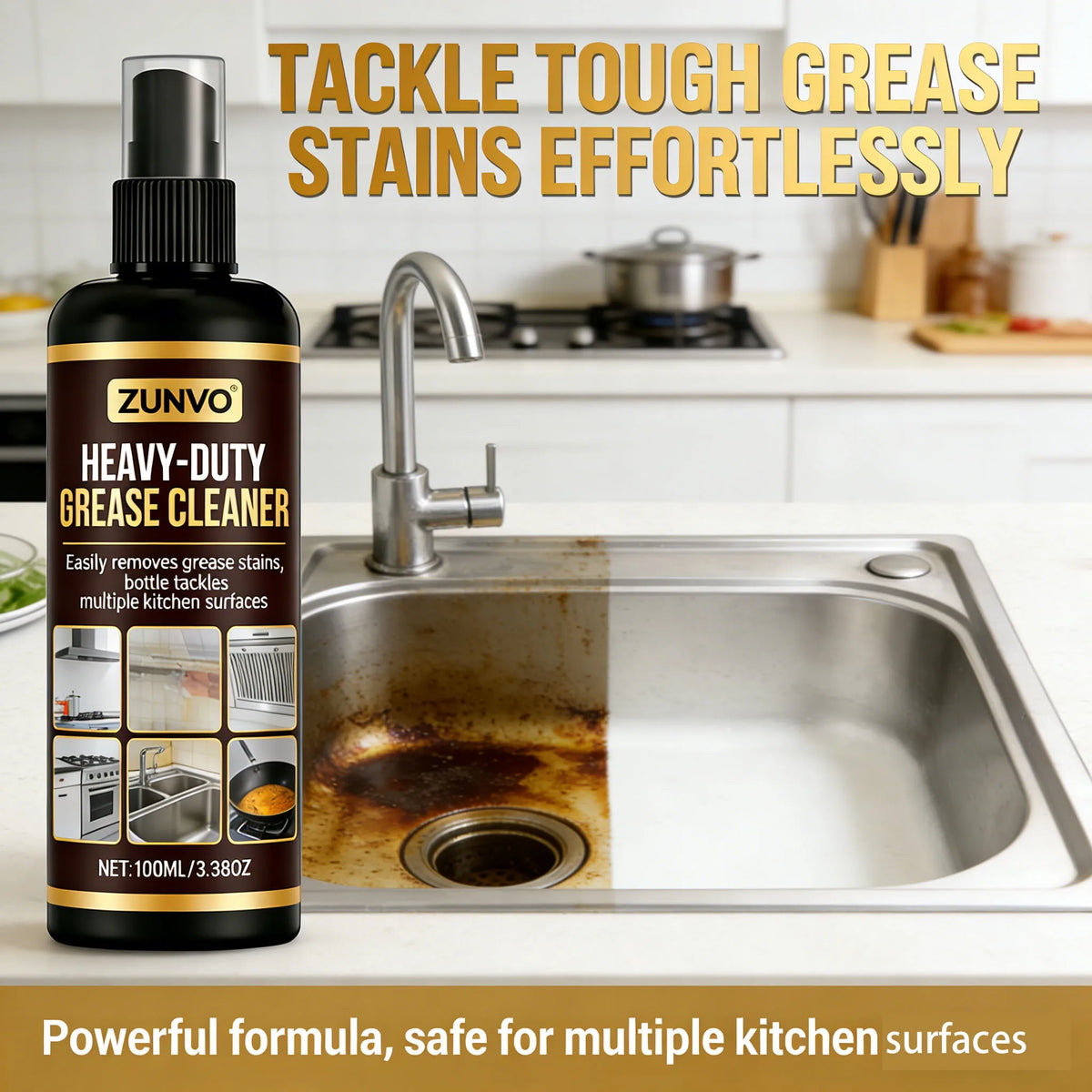 Heavy-Duty Kitchen Grease Cleaner | Multi-Surface Degreaser Kitchen Degreaser QXL