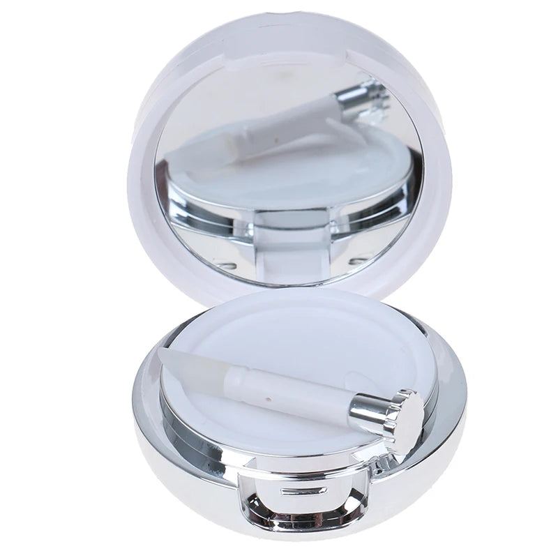 White Round Acrylic Lip Container with Brush & Mirror | 15ml Lip Cosmetic Container QXL