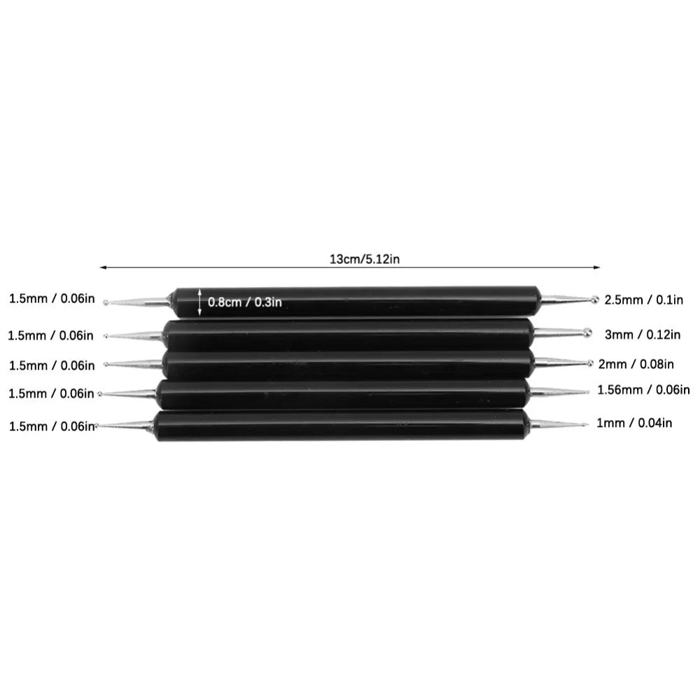 5-Pack Double-Ended Dotting Stylus Pens | Nail & Quilling Art Nail Dotting Tool Set QXL