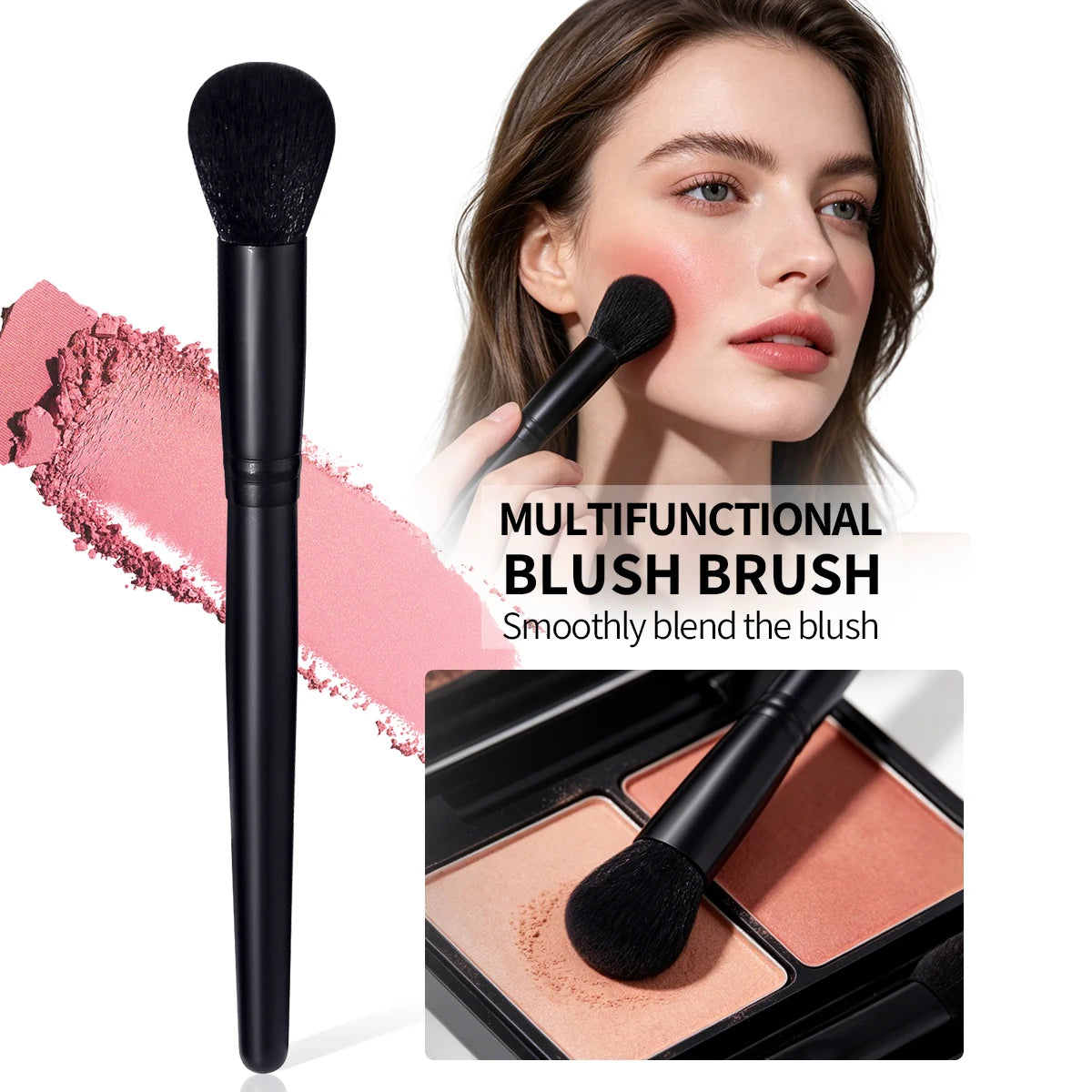 KOSSHOW Professional Blush Brush | Soft Fluffy Wooden Handle Blush Makeup Brush QXL black