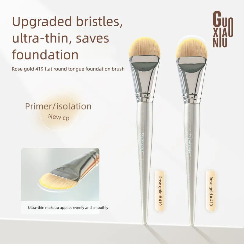 Tongue-Shaped Flat Foundation Brush | Synthetic Fiber Makeup Foundation Brush QXL