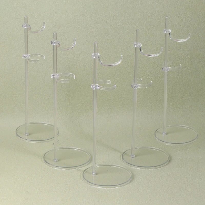 5-Pack Adjustable Clear Doll Display Stands | 1/12 Scale Rack Doll Display Stand QXL