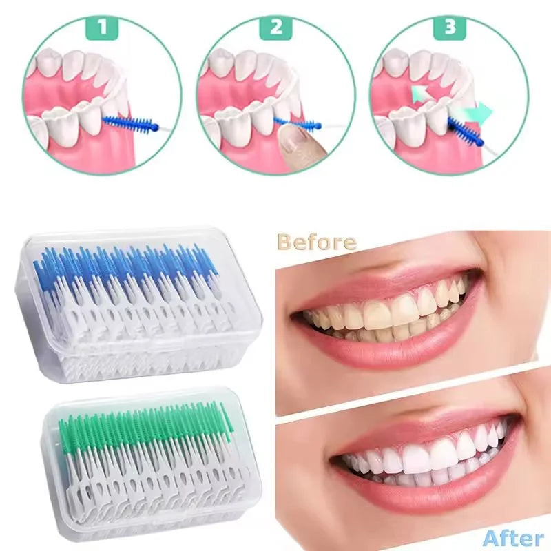 Silicone Interdental Brushes with Floss | 20/40/200 Pack Interdental Brush QXL