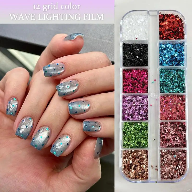 12-Grid Star Sequin Nail Glitter | DIY Nail Art Decoration Nail Art Glitter QXL